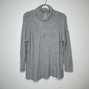 Jolie & Joy Maternity Ribbed Knit Funnel Neck 1/4 Zip Pullover Sweater Large